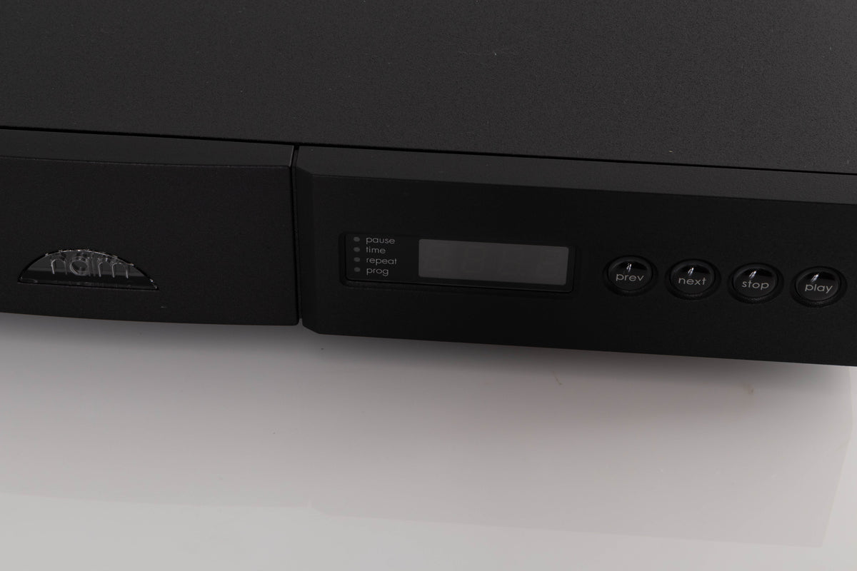 Close up of a used Naim CD5si CD Player in a Black finish showing fascia