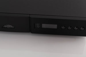 Close up of a used Naim CD5si CD Player in a Black finish showing fascia