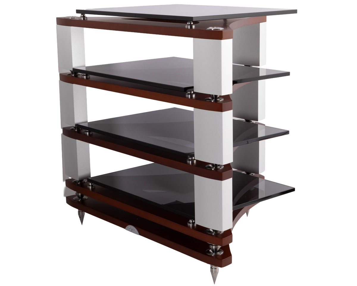 Front right angle of a used Naim Fraim Base / 3 Levels in a Tinted Cherry finish