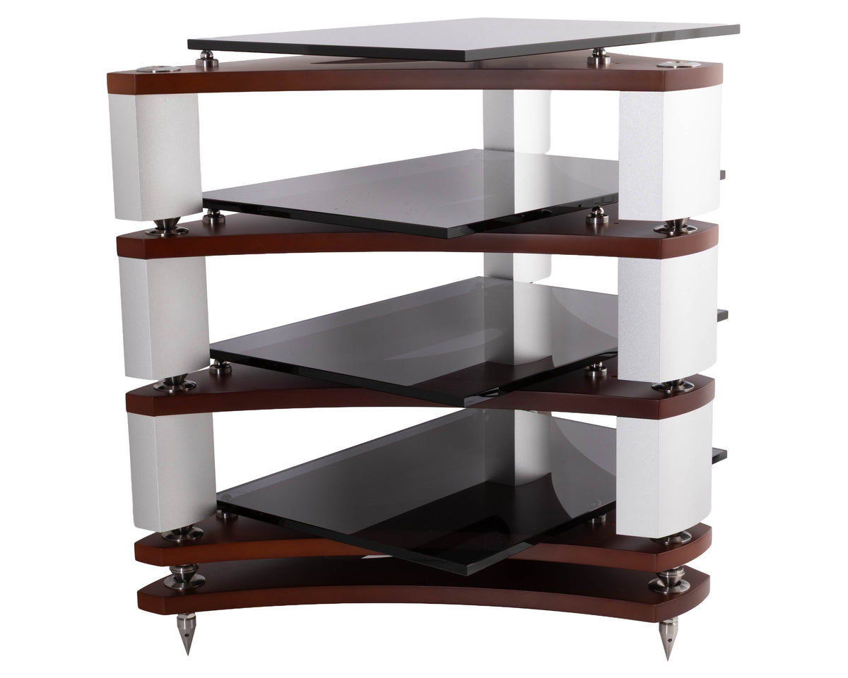 Rear right angle of a used Naim Fraim Base / 3 Levels in a Tinted Cherry finish