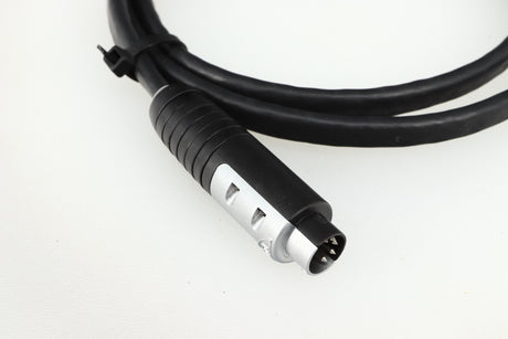 Close up of a used Naim Hi-Line DIN-DIN 1.2m Interconnect Cable showing the connector