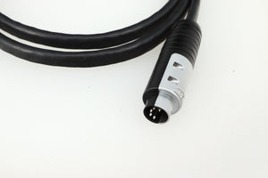 Close up of a used Naim Hi-Line DIN-DIN 1.2m Interconnect Cable showing the connector