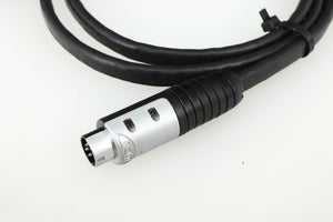 Close up of a used Naim Hi-Line DIN-DIN 1.2m Interconnect Cable showing the connector