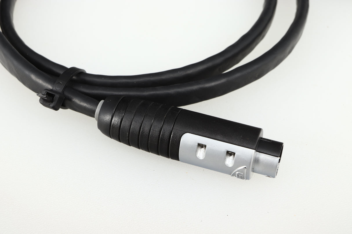 Close up of a used Naim Hi-Line DIN-DIN 1.2m Interconnect Cable showing the connector