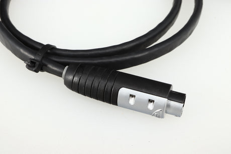 Close up of a used Naim Hi-Line DIN-DIN 1.2m Interconnect Cable showing the connector