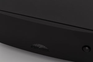 Close up of a used Naim Hicap DR Power Supply in a Black finish showing fascia