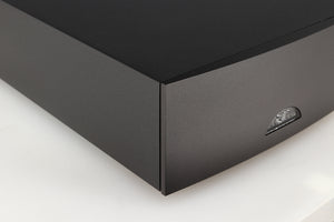 Front Left corner of a used Naim Hicap DR Power Supply in a black finish