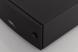 Front right corner of a used Naim Hicap DR Power Supply in a Black finish