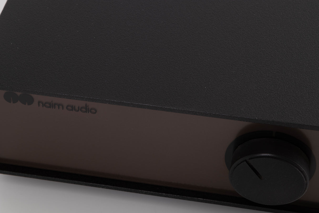 Close up of a used Naim Hicap Power Supply in a Black finish showing fascia
