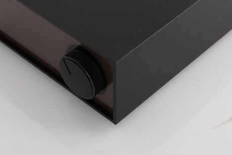 Front right corner of a used Naim Hicap Power Supply in a Black finish