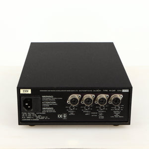 Rear view of a used Naim Hicap Power Supply in a black finish showing Mains Input and SNAIC Output