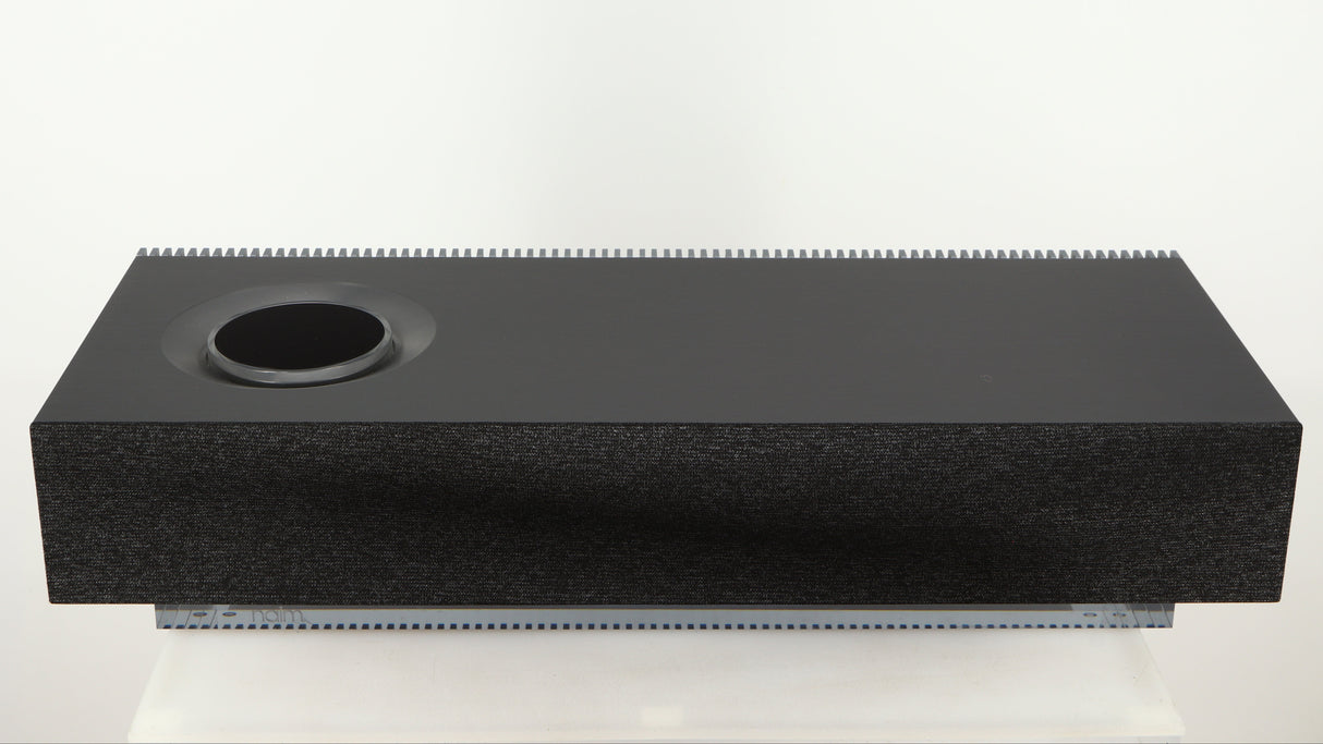 Top of a used Naim Mu-so GEN2 Wireless Music System in a silver finish