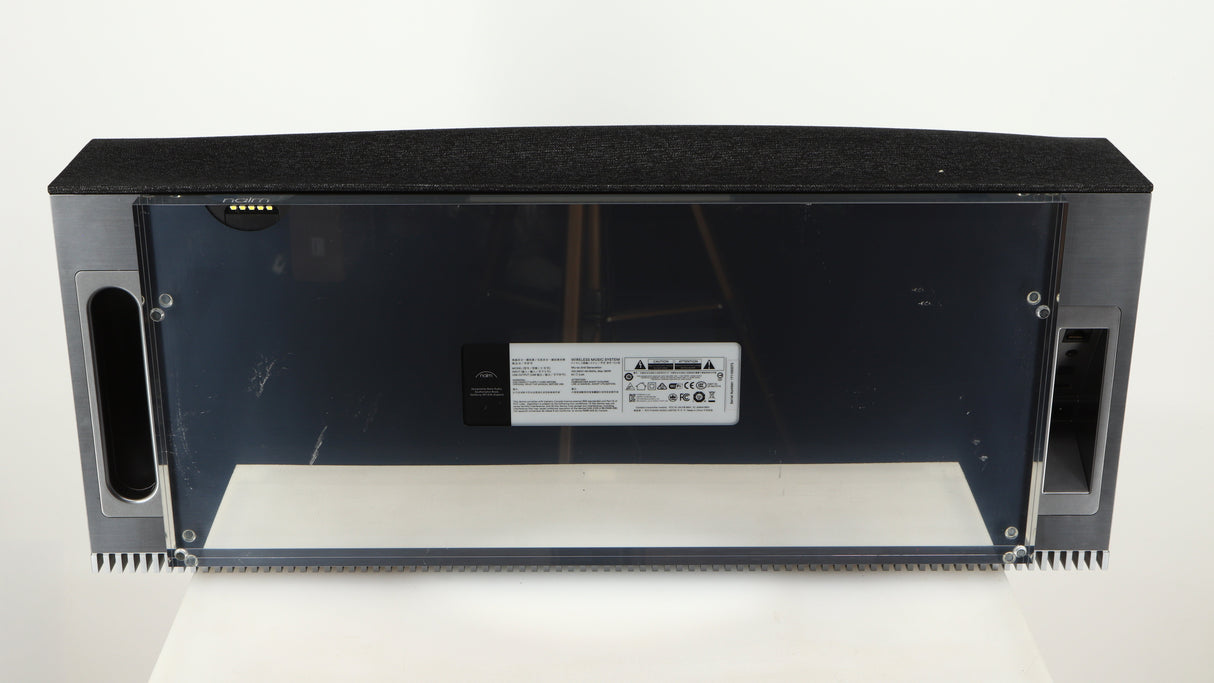 Underside of a used Naim Mu-so GEN2 Wireless Music System in a silver finish