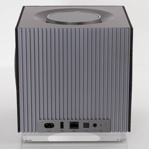 Rear view of a used Naim Muso QB GEN2 Compact Wireless Speaker showing Power Input, USB Input, Network Input and Optical Input