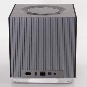 Rear view of a used Naim Muso QB GEN2 Compact Wireless Speaker showing Power Input, USB Input, Network Input and Optical Input