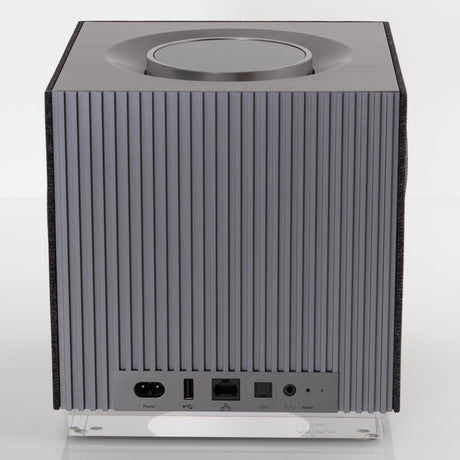 Rear view of a used Naim Muso QB GEN2 Compact Wireless Speaker showing Power Input, USB Input, Network Input and Optical Input