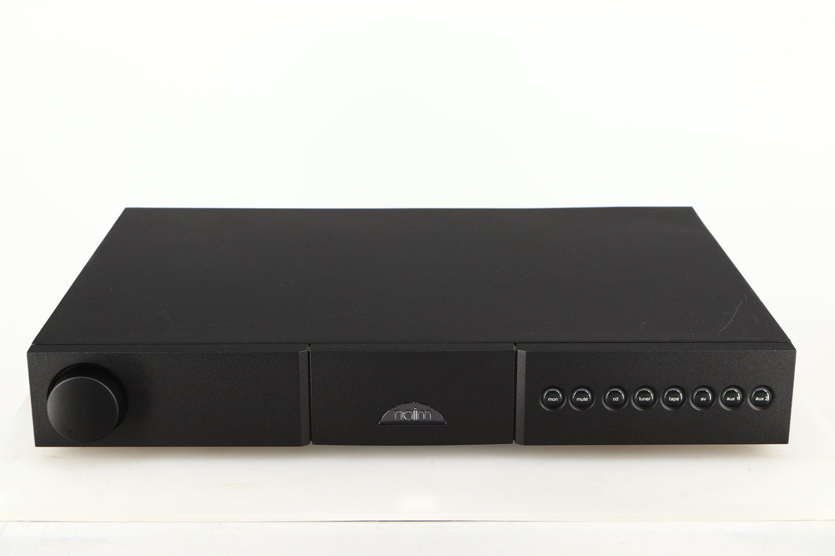 Front view of a used Naim NAC112 Pre Amplifier in a black finish