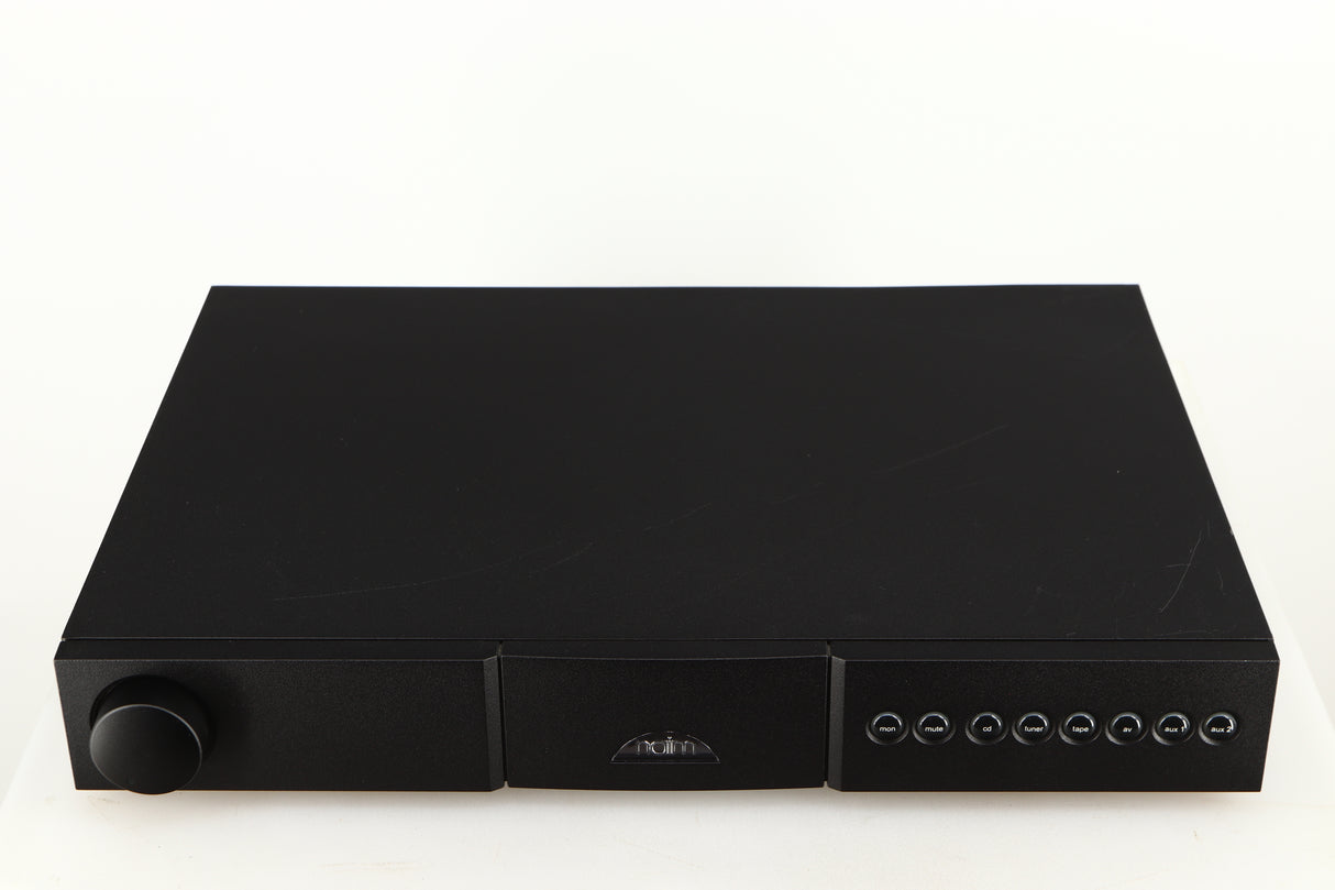 Top of a used Naim NAC112 Pre Amplifier in a black finish