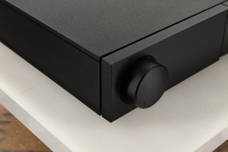 Front left corner view of a used Naim NAC122 Pre Amplifier