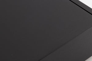 Close up of a used Naim NAC282 Pre Amplifier in a Black finish showing scratching on top