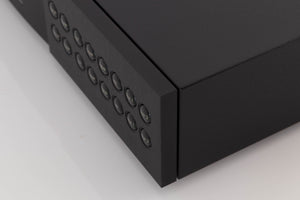 Front right corner of a used Naim NAC282 Pre Amplifier in a Black finish