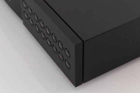 Front right corner of a used Naim NAC282 Pre Amplifier in a Black finish