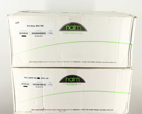 Boxes for a used Naim NAC552 Pre Amplifier / 552PS Power Supply in a black finish