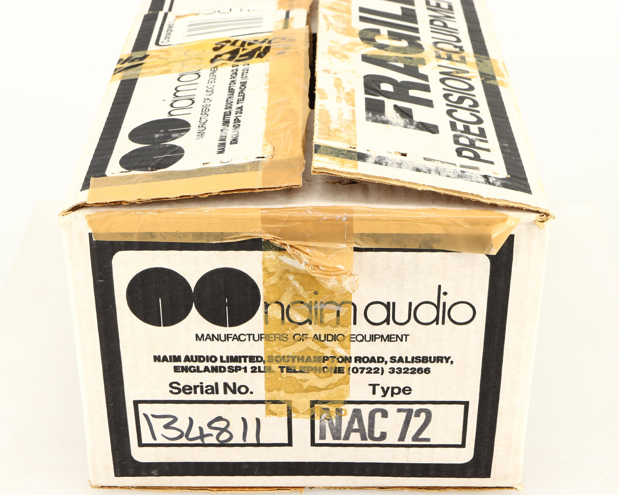 Box for a used Naim NAC72 Pre Amplifier in a black finish