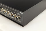 Rear left corner of a used Naim NAC72 Pre Amplifier in a black finish