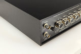 Rear right corner of a used Naim NAC72 Pre Amplifier in a black finish