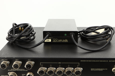 Close up view of a used Naim NAC82 Pre Amplifier and NAPSC Power Supply 