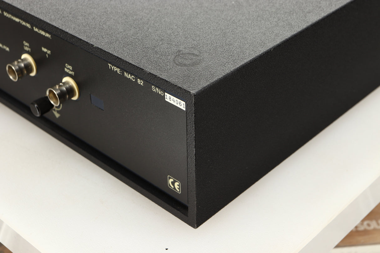 Rear right corner view of a used Naim NAC82 Pre Amplifier and NAPSC Power Supply 