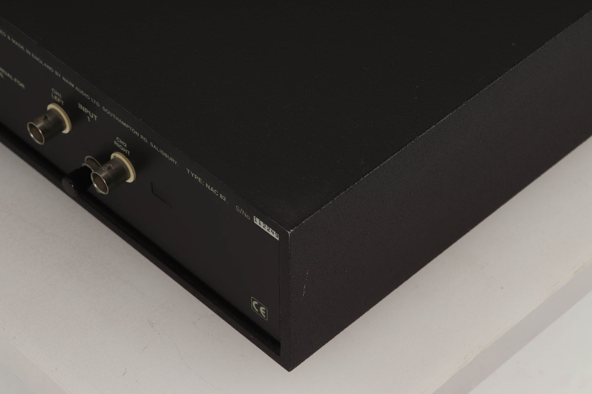 Rear right corner view of a used Naim NAC82 Pre Amplifier with NAPSC Power Supply 