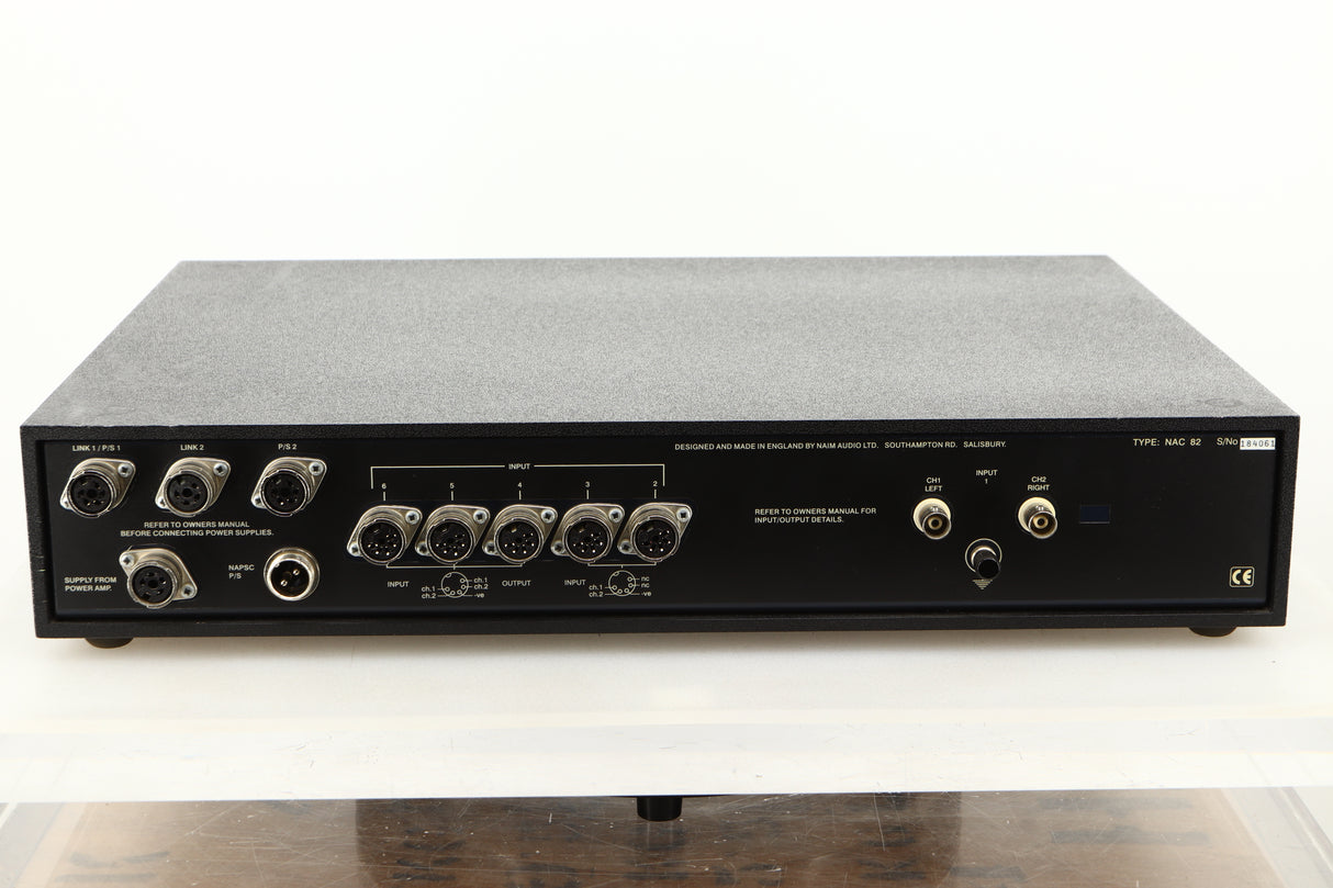 Rear view of a used Naim NAC82 Pre Amplifier and NAPSC Power Supply 