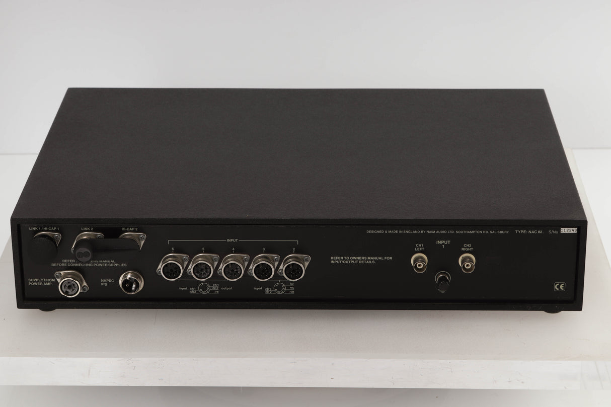 Rear view of a used Naim NAC82 Pre Amplifier with NAPSC Power Supply 