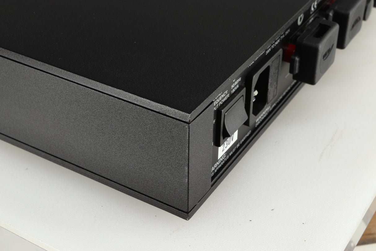 Rear right corner of a used Naim NAIT 5 Integrated Amplifier in a black finish