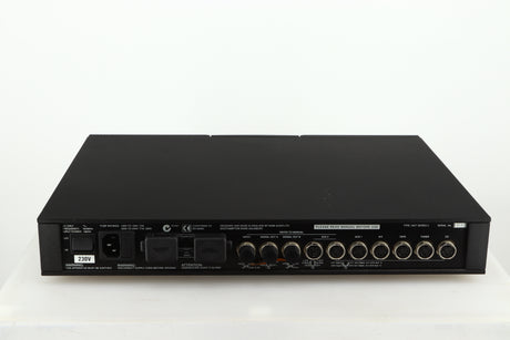 Rear view of a used Naim NAIT 5 Integrated Amplifier in a black finish showing Speaker Inputs, Mains Input and Channel Inputs / Outputs