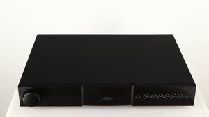 Top of a used Naim Nait XS-2 Integrated Amplifier in a black finish