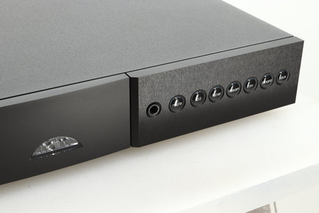 Close up view of a used Naim Nait XS-3 Integrated Amplifier showing the right side of the fascia