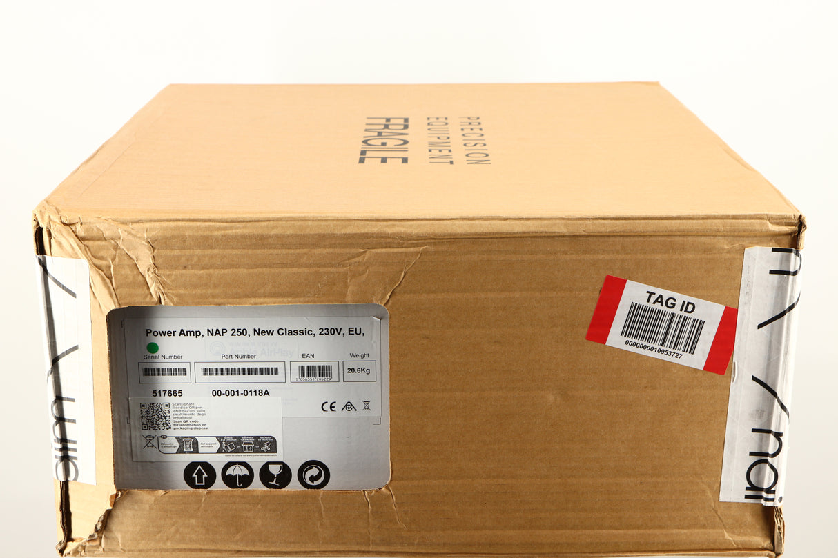 Box for a used Naim NAP 250 Power Amplifier in a black finish