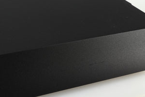 Close up of a used Naim NAP 250 Power Amplifier in a black finish showing scratches on right side