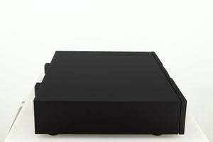 Left side view of a used Naim NAP 250 Power Amplifier in a black finish