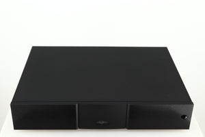 Top of a used Naim NAP 250 Power Amplifier in a black finish