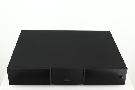 Top of a used Naim NAP 250 Power Amplifier in a black finish