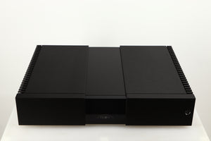 Top of a used Naim NAP 250 Power Amplifier in a black finish