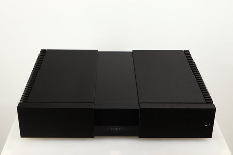 Top of a used Naim NAP 250 Power Amplifier in a black finish