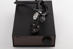 Top of a used Naim NAP140 Power Amplifier in a Black finish showing Mains Cable
