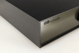 Front left corner of a used Naim NAP140 Power Amplifier in a black finish