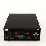 Rear view of a used Naim NAP140 Power Amplifier in a black finish showing Mains Input, SNAIC Input and Speaker Outputs