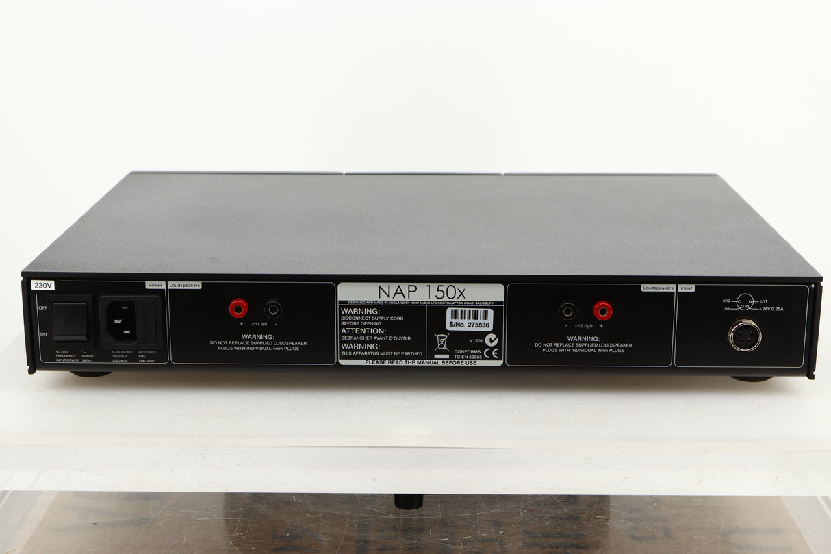 Rear view of a used Naim NAP150X Power Amplifier